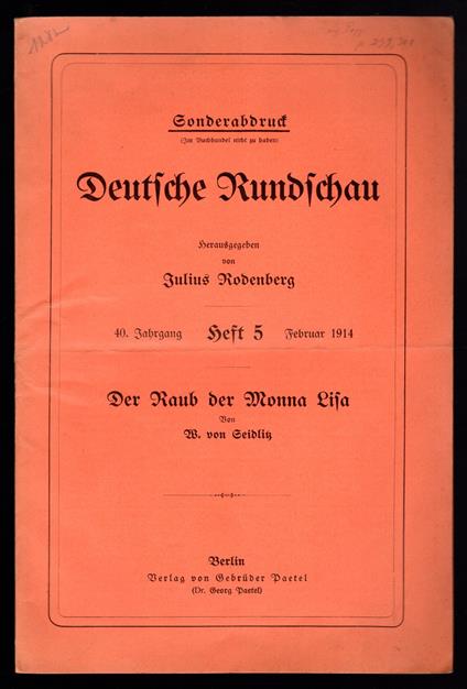 Der Kaub der Monna Lisa - copertina