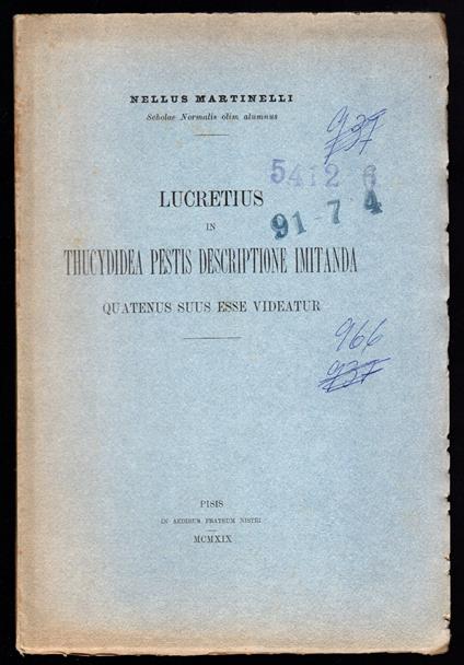 Lucretus in Thucydidea pestis descriptione imitanda. Quatenus suus esse videatur - copertina