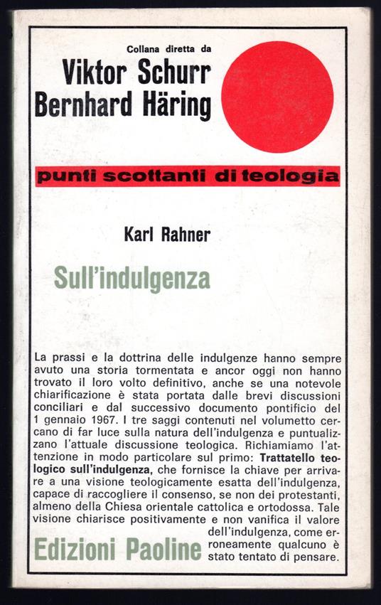 L'indulgenza - Karl Rahner - copertina