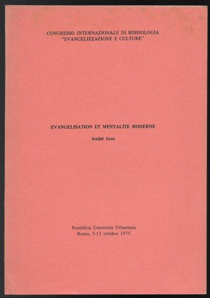 Evangelisation et mentalite moderne - André Joos - copertina
