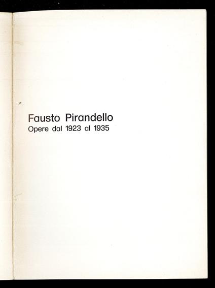 Fausto Pirandello: opere dal 1923 al 1935 - copertina