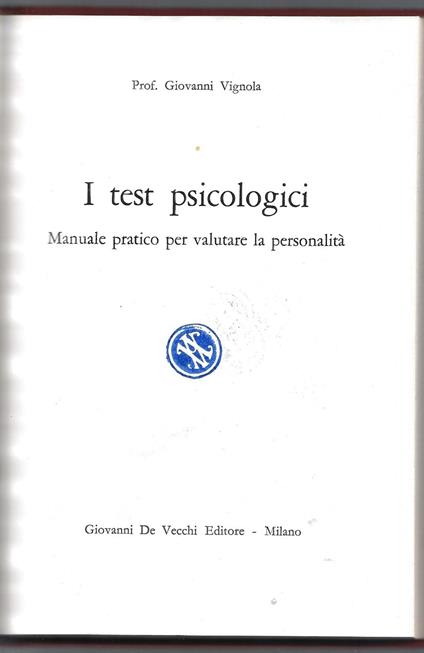 I test psicologici – Manuale pratico per valutare la personalità - copertina