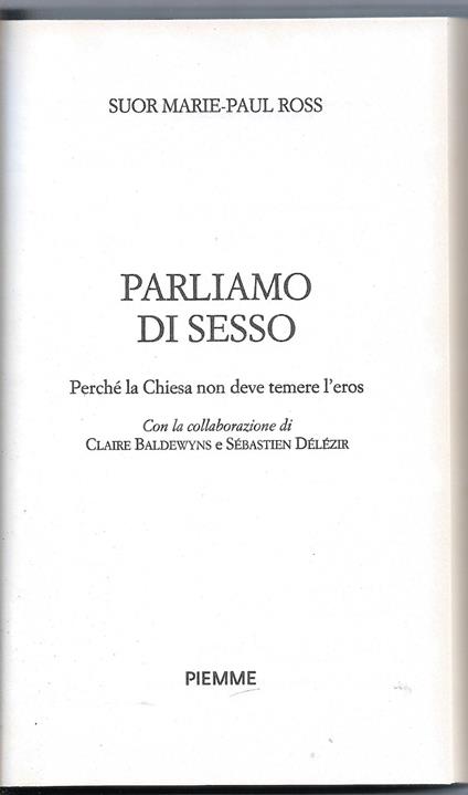 Parliamo di sesso - Perchè la Chiesa non deve temere l'eros - copertina