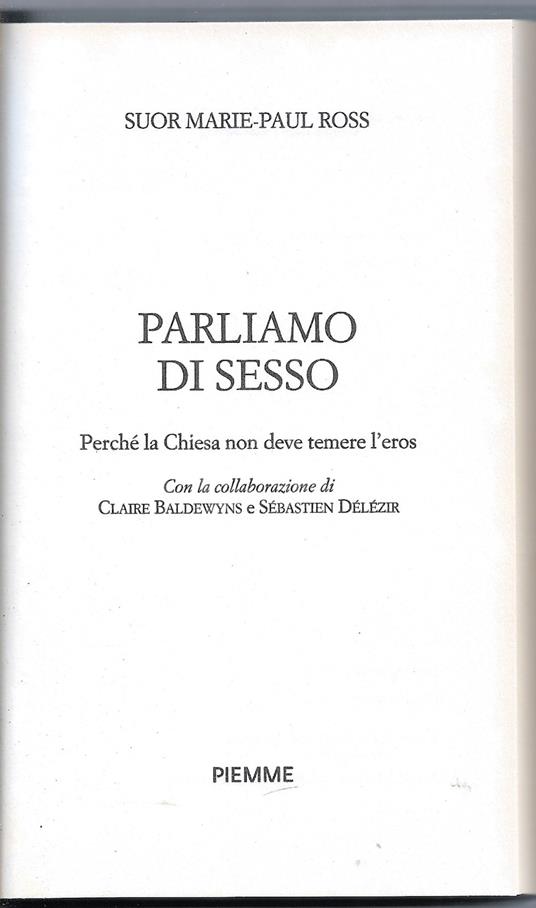 Parliamo di sesso - Perchè la Chiesa non deve temere l'eros - copertina