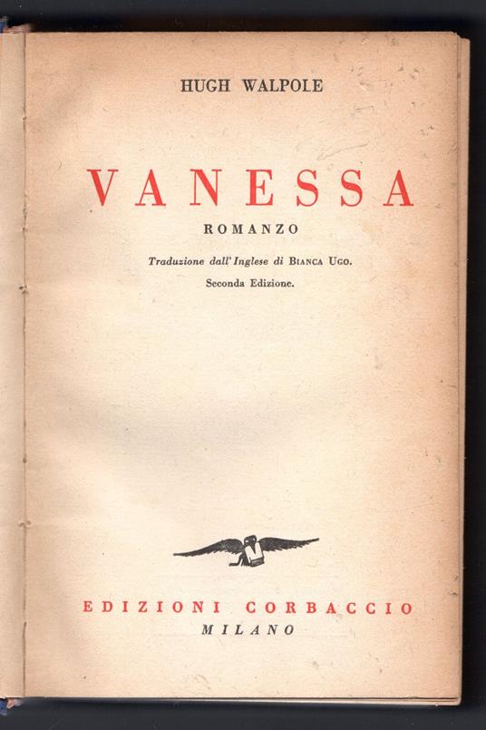 Vanessa - Hugh Walpole - copertina