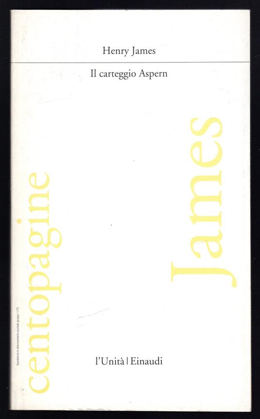 Il carteggio Aspern - Henry James - copertina