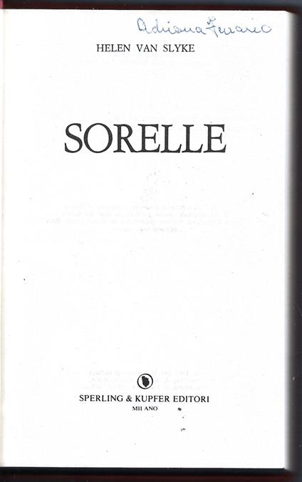 Sorelle - Helen Van Slyke - copertina