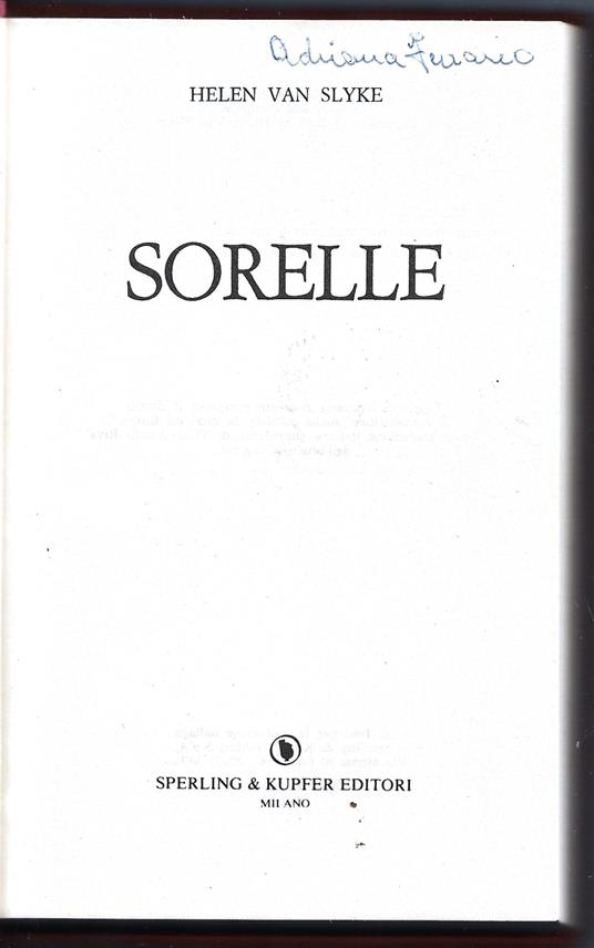 Sorelle - Helen Van Slyke - copertina