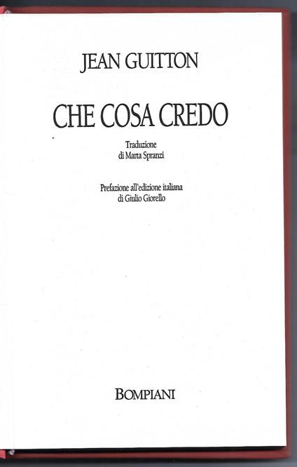 Che cosa credo - Jean Guitton - copertina