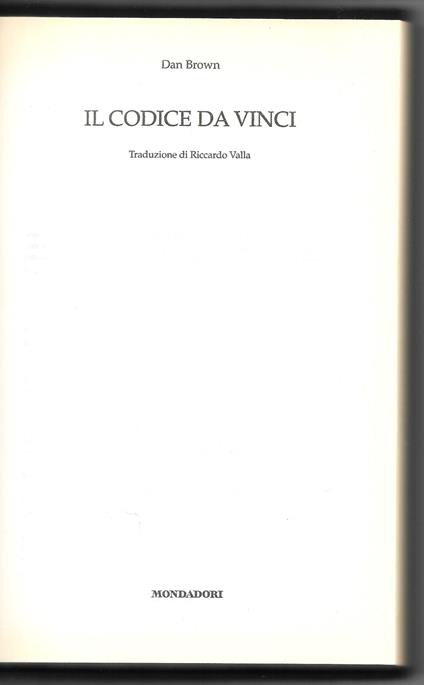 Il codice da Vinci - Dan Brown - copertina