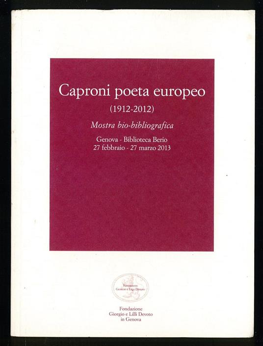 Caproni poeta europeo - copertina