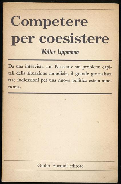 Competere per coesistere - Walter Lippmann - copertina
