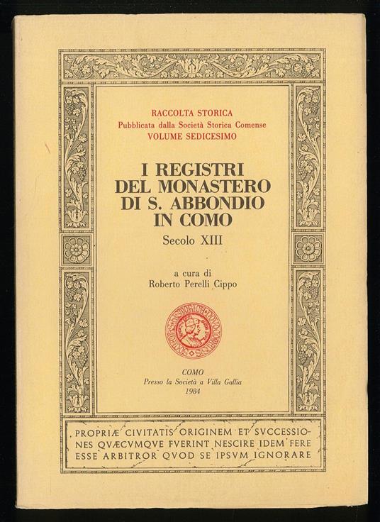 I registri del monastero di S. Abbondio in Como - Secolo XIII - copertina
