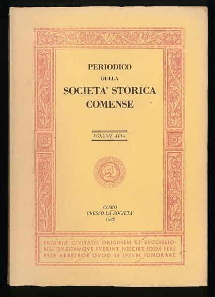 Periodico della Società storica comense - Vol. XLIX - copertina