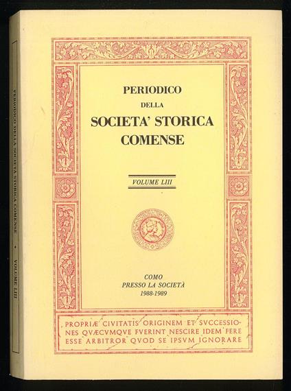 Periodico della Società storica comense - Vol. LIII - copertina