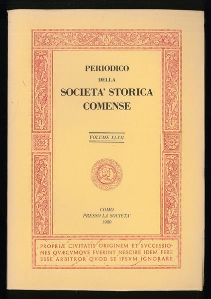 Periodico della Società storica comense - Vol. XLVII - copertina