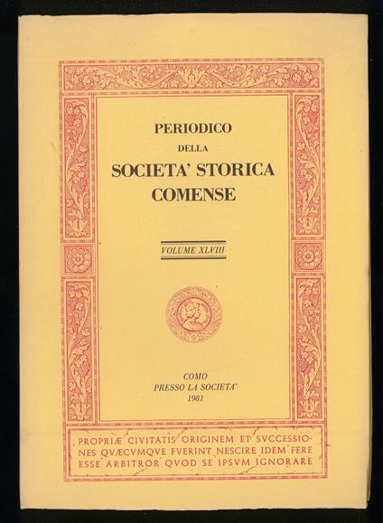 Periodico della Società storica comense - Vol. XLVIII - copertina