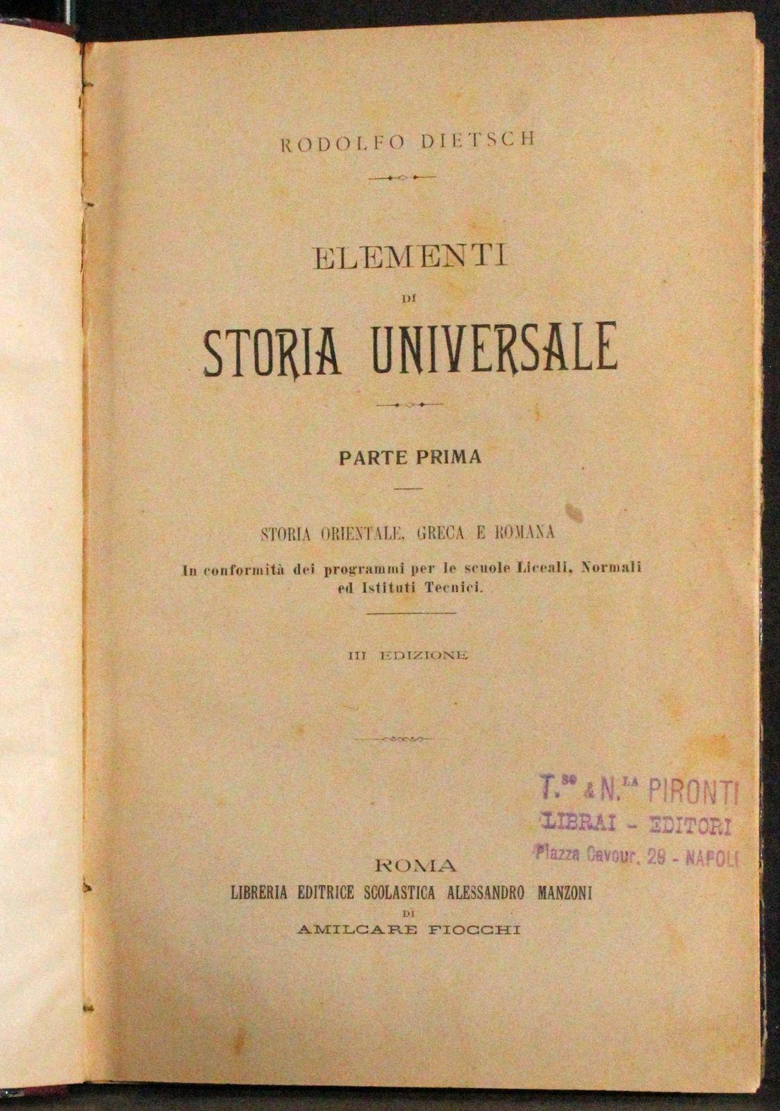 Elementi Di Storia Universale. Parte 1