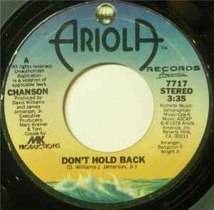 Don't Hold Back / Did You Ever - Vinile 7'' di Chanson