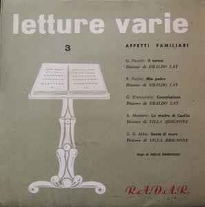 Ubaldo Lay, Lilla Brignone: Letture Varie (Affetti Familiari) - Vinile 7''