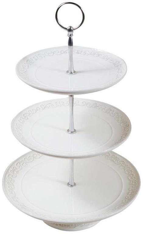 supporto da soggiorno innovativo Alzata in plastica europea per frutta di forma quadrata Plastica dessert Wh spuntini per dolci a 3 livelli effetto porcellana moderno e multistrato per party 
