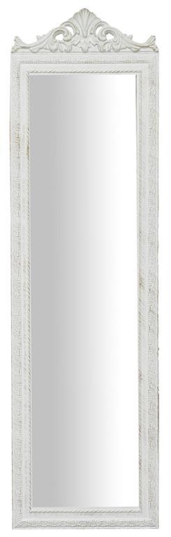 Bianco, L40xPR3xH140 cm Biscottini Specchio Specchiera da Terra in Legno Finitura Bianco Anticato 