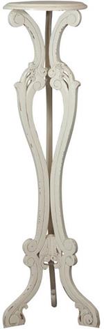 Alzatina portavaso in legno massello di mogano finitura bianca anticata 40x40x133 cm