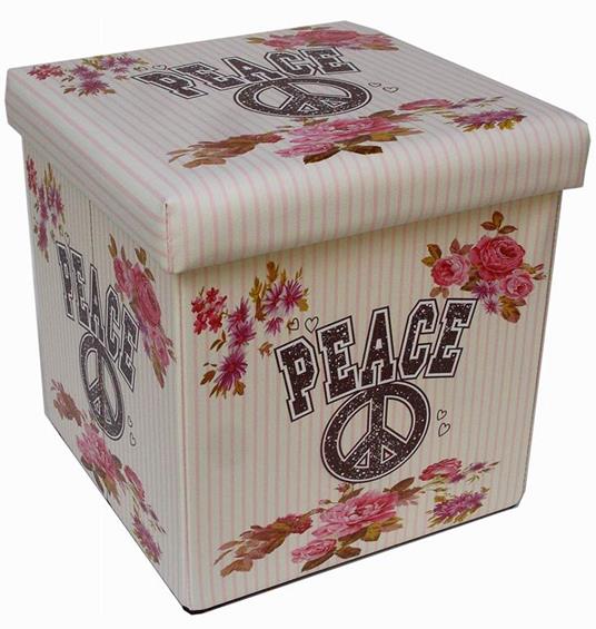 Biscottini Pouf contenitore richiudibile in ecopelle 32x32x32 cm 