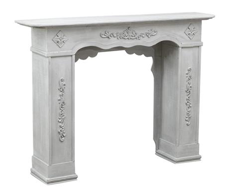 Cornice camino in legno finitura grigio anticata L130xPR29,5xH98 cm