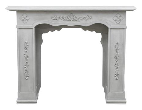 Cornice camino in legno finitura grigio anticata L130xPR29,5xH98 cm - 2