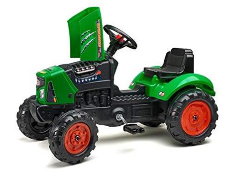 Falk Trattore a Pedali Supercharger con rimorchio, a Partire dai 2 Anni Made in France Coperchio apribile, Volante direzionale con clacson 2031AB - 2