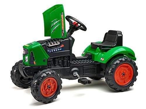 Falk Trattore a Pedali Supercharger con rimorchio, a Partire dai 2 Anni Made in France Coperchio apribile, Volante direzionale con clacson 2031AB - 2