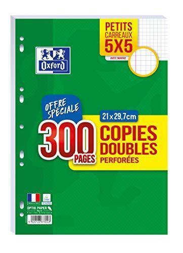 Oxford Scolaire 400019179 fogli doppio perforati A4 21 x 29.7 cm 90 g, a quadretti 5 x 5 200 pagine + 100 gratuite