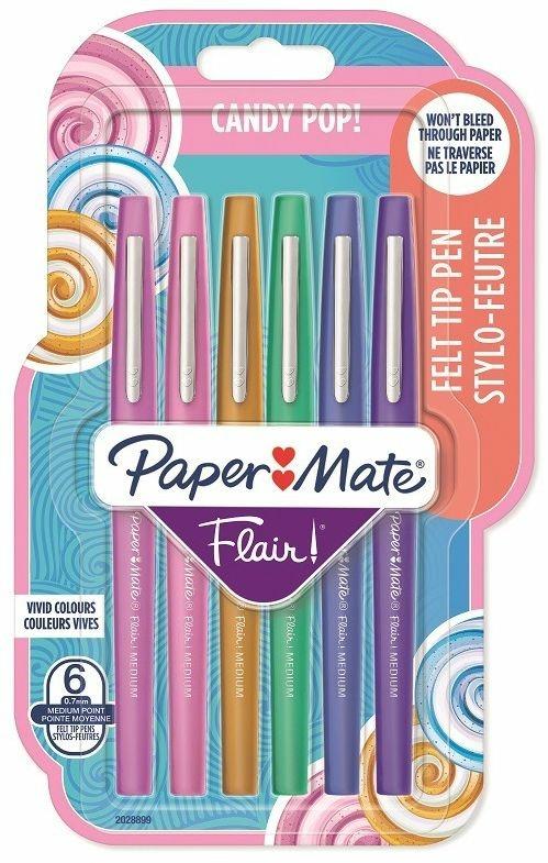 Penna Papermate Flair-Nylon Candy Pop Colori Assortiti - Blister da 6