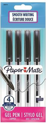 Penna a inchiosto Papermate PM Jiffy Gel punta da 0,5 mm Nero - Confezione da 4