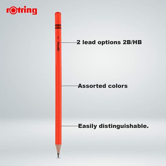 rOtring Matite HB Blister da 4 pezzi colori Neon (giallo, verde, blu, rosa) - 2