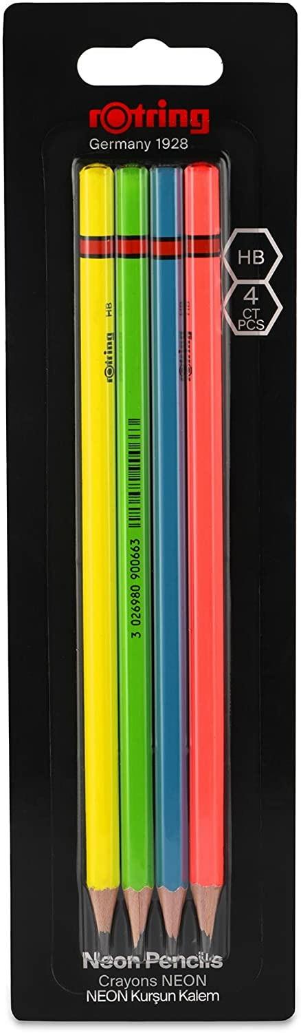 rOtring Matite HB Blister da 4 pezzi colori Neon (giallo, verde, blu, rosa) - 3