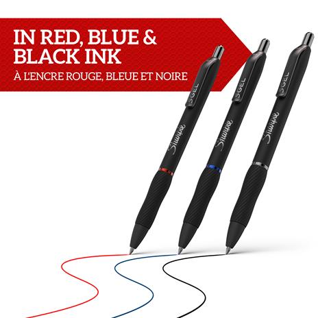 Sharpie S-Gel, Penne gel, Punta media (0,7 mm), Inchiostro nero, rosso e blu, Confezione da 3 - 5