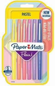 Cartoleria Penna Flair Nylon Pastel punta fibra M 1.1. Confezione da 6 Papermate