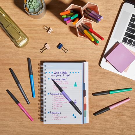 Paper Mate Flair, penne con punta in feltro, colori metallici, Colori assortiti, a punta media (0,7 mm) 6 pezzi - 5