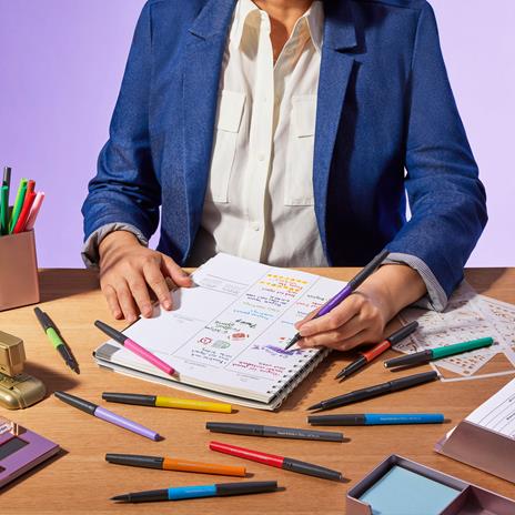 Paper Mate Flair, penne con punta in feltro, colori metallici, Colori assortiti, a punta media (0,7 mm) 6 pezzi - 6
