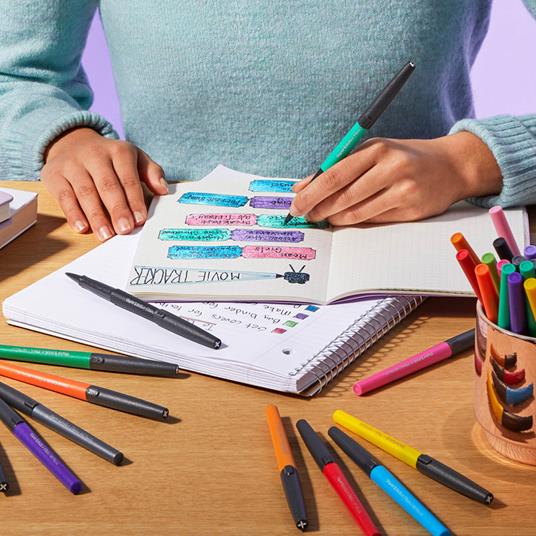 Paper Mate Flair, penne con punta in feltro, colori metallici, Colori assortiti, a punta media (0,7 mm) 12 pezzi - 4