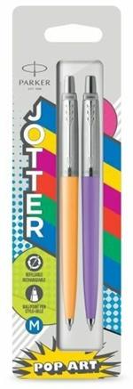 Jotter Original plastic penna a sfera M-'60 POP ART ARANCIONE + VIOLETTO. Confezione da da 2 penne