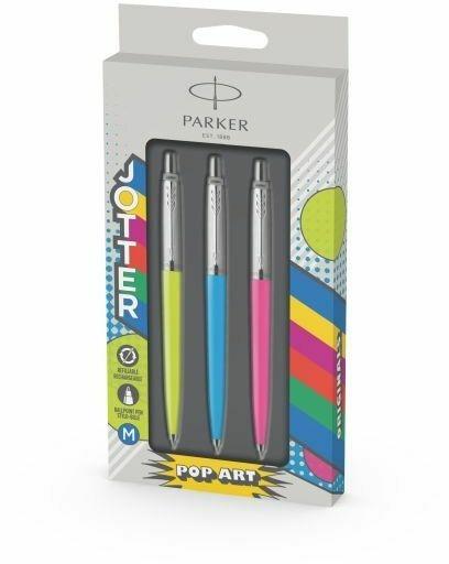 Jotter Original plastic penna a sfera M- '60 POP ART ROSA + AZZURRO + LIME. Confezione da da 3 penne