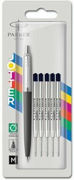 Jotter Original penna a sfera M. fusto NERO con 5 refill SFERA NERO. Confezione da da 1 penna + 5 refills sfera