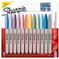 Pennarelli indelebili Sharpie Mystic Gems. Punta fine per dettagli decisi. Colori assortiti. 12 pennarelli