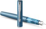 Penna stilografica Vector XL Pennino sottile Laccatura teal metallizzato su ottone con puntale cromato Pennino sottile con ricarica di inchiostro blu Confezione regalo