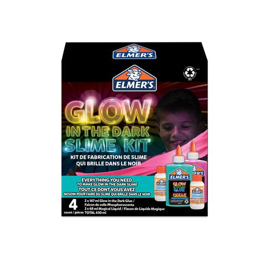 Elmer's Glow in the Dark Slime Kit, Il kit per slime include la colla Glow in the Dark di Elmer, Kit 4 Pezzi