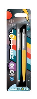 Parker Jotter Originals penne a sfera, Collezione Glam Rock, Azure Blue e Vermilion, Inchiostro blu, 2 pezzi