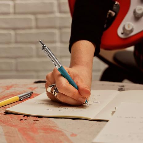 Parker Jotter Originals penne a sfera | Collezione Glam Rock | Peacock Blue e Sunshine Yellow | Inchiostro blu | 2 pezzi - 3